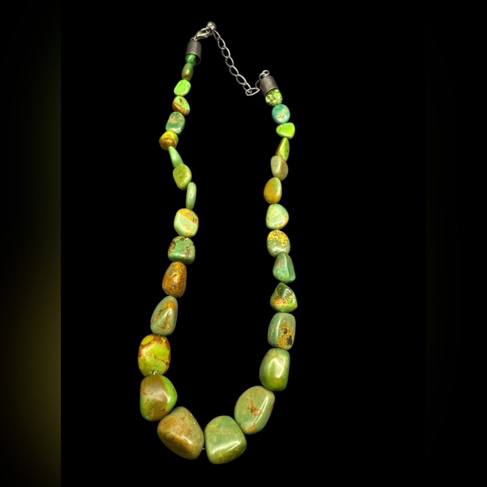 Vintage Desert Rose Jay King Green Royston Turquoise Chunky Necklace 21” - Picture 3 of 5